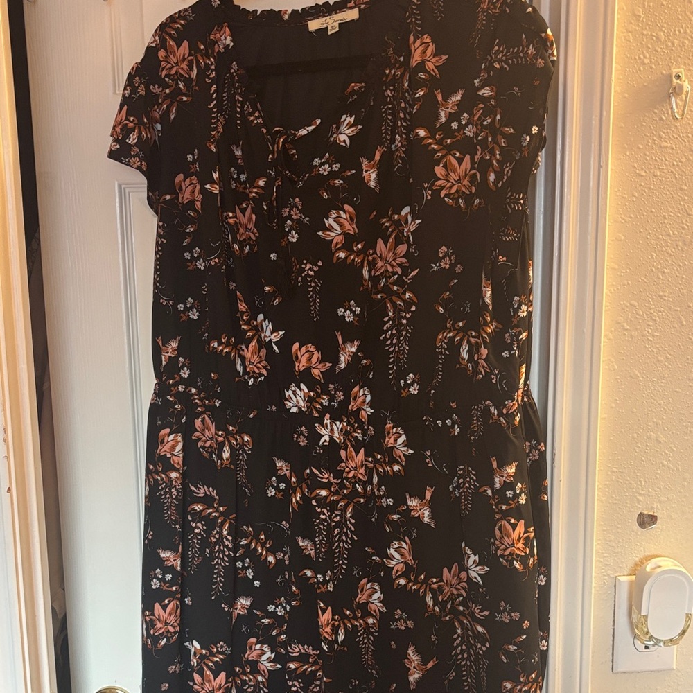 Floral Black and Orange Women's Dress